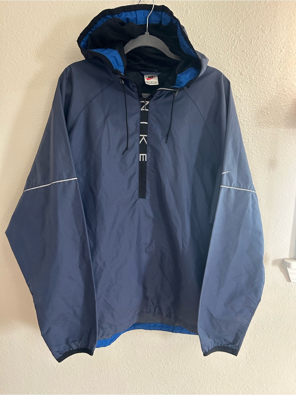 Vintage 90s Nike Quarter Zip Pullover Hooded Windbreaker Jacket Mens L